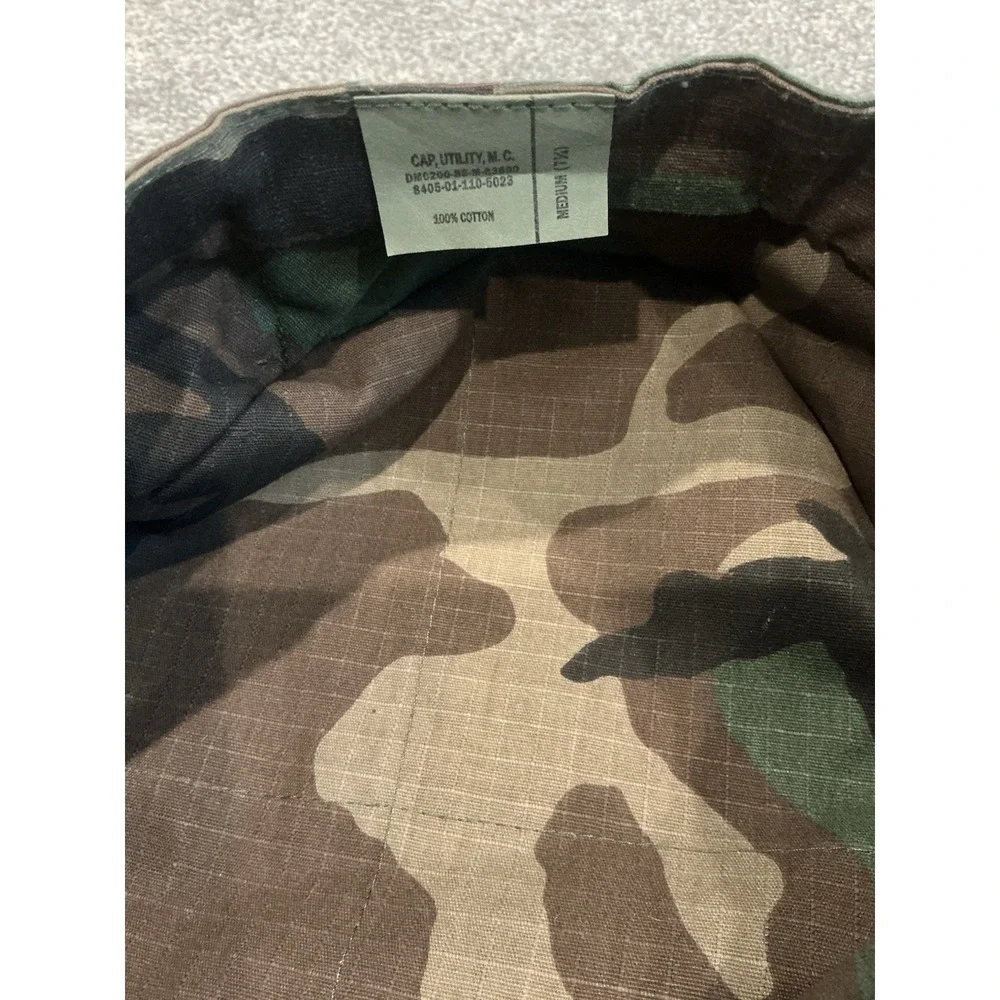 USMC Cap Utility MC USA Made Marines Woodland Camo MILITARY Size Medium